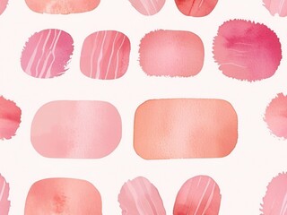 Palette of watercolor strokes in pink shade. Pink paint swatches, brush strokes set. Grungy splashes. Dab smears. Grunge ink labels.
