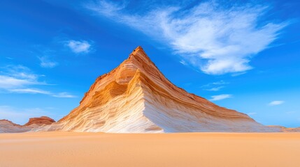 Naklejka premium Desert sandstone pyramid, clear sky, travel, landscape