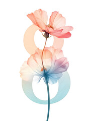 number eight 8 happy international women's day illustration woman floral flowers 