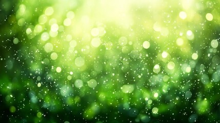 Obraz premium Bright green bokeh with glowing particles