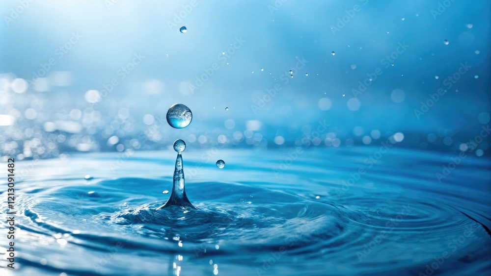 Poster a stunning blue water drop background with a subtle gradient effect, creating an ethereal and dreamy
