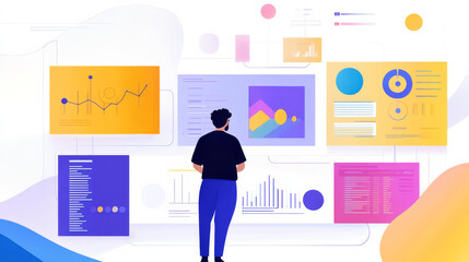 A visual of advanced data analytics powered by artificial intelligence, featuring algorithmic insights and cutting-edge decision tools.