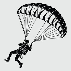 a person parachuting from a plane silhouette vector design art and illustration