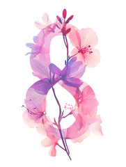 number eight 8 happy international women's day illustration woman floral flowers 