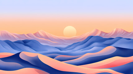 A serene mountain valley. sunshadow. illustration. Serene Valley. Illustration