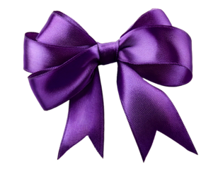Violet bow isolated on white background, purple ribbon png