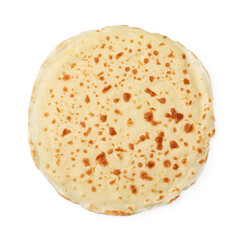 One delicious crepe isolated on white, top view