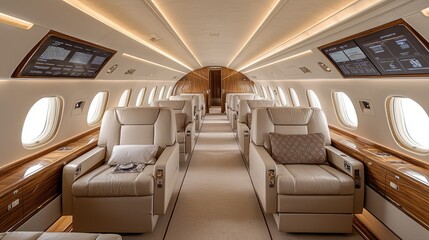 Naklejka premium Luxurious Private Jet Airplane Interior Cabin