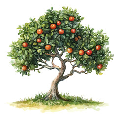 Abiu Tree with Fruit Watercolor Flat Vector Illustration | Exotic Fruit Artwork for Logos & Digital Designs  
