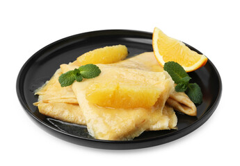 Delicious Crepes Suzette dessert isolated on white
