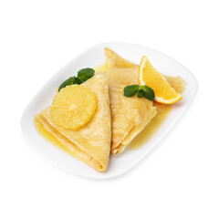 Delicious Crepes Suzette dessert isolated on white