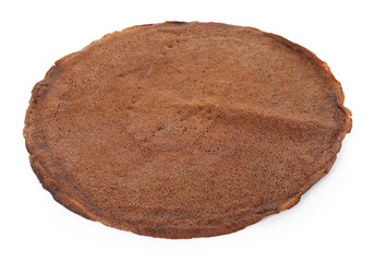 One delicious chocolate crepe isolated on white