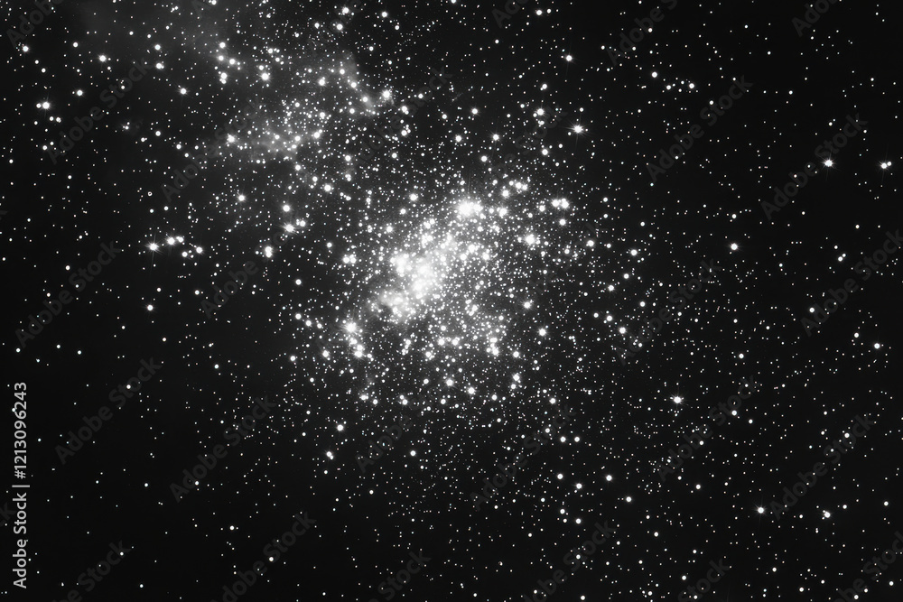 Poster clusters of stars create a stunning cosmic pattern in subtle white and gray against a minimalist bla