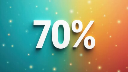 Bright Graphic Displaying the Percentage of 70 in a Vibrant Color Gradient With Sparkling Effects Suitable for Sale or Discount Promotions