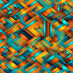 Abstract geometric pattern with orange and blue colors
