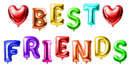 "Best Friends" Colorful Balloons with Transparent Background