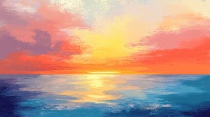 Obraz premium Vibrant Sunset Over Calm Ocean Waters