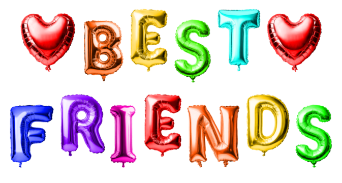 "Best Friends" Colorful Balloons with Transparent Background - Powered by Adobe