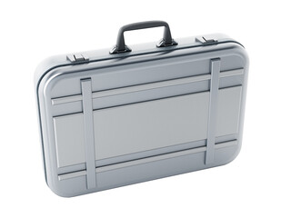 Metal briefcase on transparent background. 3D illustration