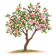 Obraz premium Almond Tree with Fruit Watercolor Flat Vector Illustration | Natural Artwork for Logos & Digital Designs 