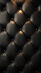 Minimalist black leather with tufted diamond patterns and depth
