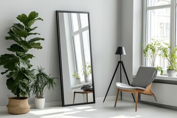 Chic room design featuring a propped mirror