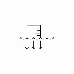 sea level lowering icon sign vector