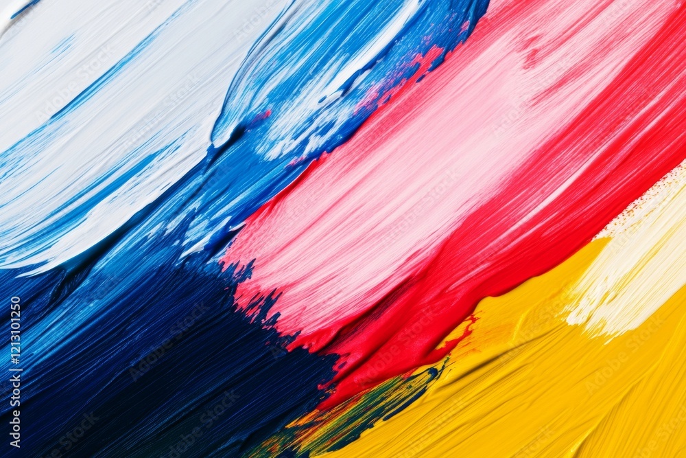 Poster vibrant brushstrokes in bold primary colors create an eye-catching abstract design, showcasing energ