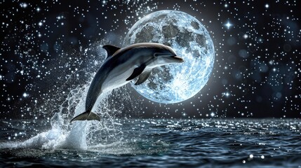 A beautiful dolphin jumping out of the water