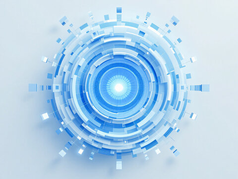 Futuristic blue circles with glowing digital light