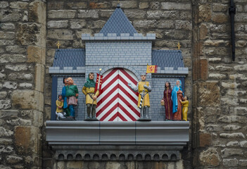 The puppet show at the carillon of the fifteenth-century town hall of Gouda, one of the oldest...
