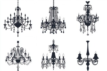 Collection of diverse chandelier shapes standalone vector image