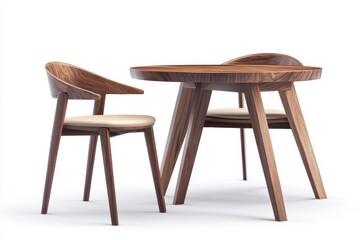 Fototapeta premium Contemporary dining area featuring a wooden table and chairs minimalist dark design 3D r