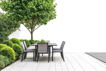 Contemporary outdoor area featuring a dining set summer garden for gatherings