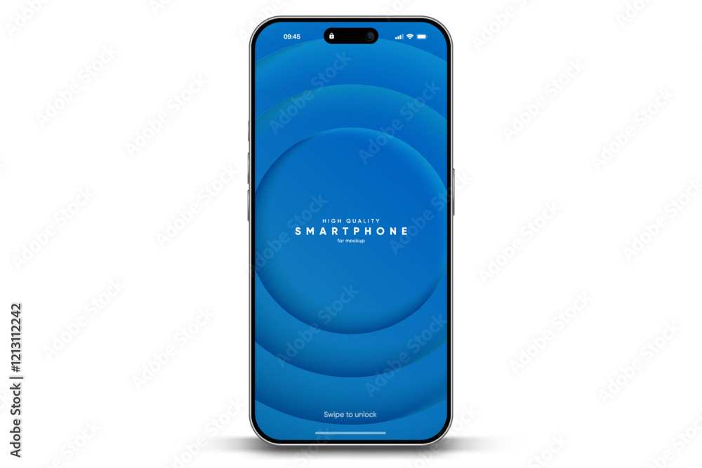 Poster Realistic smartphone mockup. Mobile phone vector with isolated on white background. Device front view. 3D mobile phone with shadow. Realistic, high quality smart phone mockup for ui ux presentation.