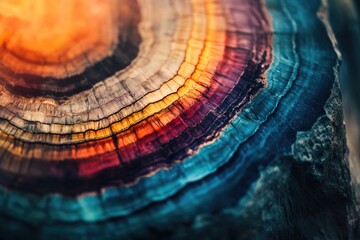 Vibrant gemstone cross-section showcasing concentric layers of mesmerizing colors and textures.