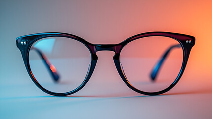 origami style A clean black eyeglass frame placed