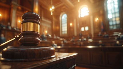 Gavel in courtroom, judge, legal, assembly, justice, law,  hearing, sunlight, background