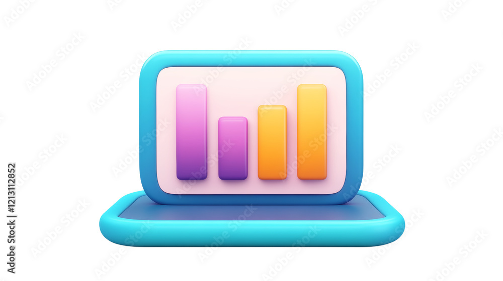 Aufkleber a colorful laptop displaying a bar chart with varying heights, showcasing data visualization.