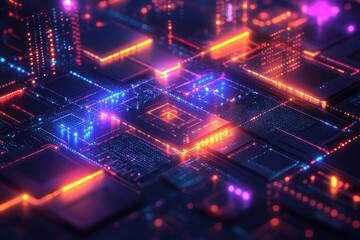 Obraz premium graphic representation of multiple computers networked over the internet illustrating connectivity and digital communication in a vibrant techinspired design