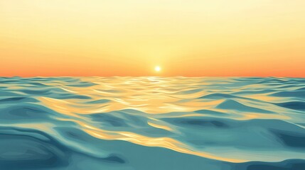Obraz premium Serene Ocean Sunset Golden Hues Calm Waters