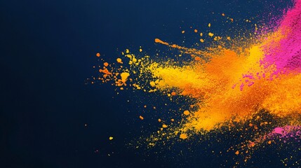 Vibrant Orange and Pink Powder Explosion on Dark Background