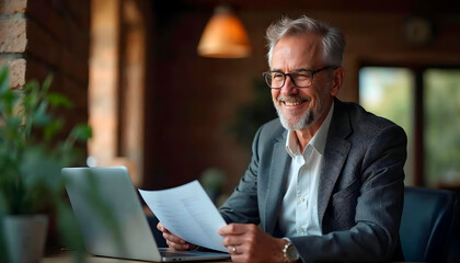 Financial advisor showing investment plan to senior man