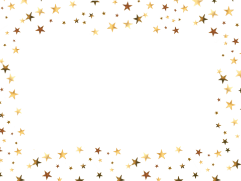 Golden stars  pattern isolated on white background, cutout