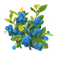 Blueberry Bush with Fruit – Fresh Watercolor Vector Illustration, Berry-Laden Bush Design, Nature-Inspired Artwork, Vibrant Blueberry Bush with Ripe Fruits Vector.  
