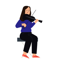 girl with violin flat design vector