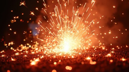 Obraz premium Traditional Chinese Firecrackers Explode With Bright Flashes and Smoke During Lunar New Year Celebrations in Vibrant Displays of Culture and Tradition
