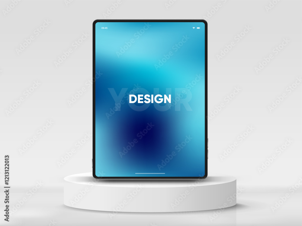 Leinwandbilder 3d tablet frame less blank screen. empty screen device tablet mockup element. can be used for mobile