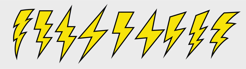 background with lines Back and yellow lightning bolt. Thunderbolt icon in png. Yellow and black charge symbol. Thunderbolt symbol. Energy symbol Lightning, electric power vector logo design element. 