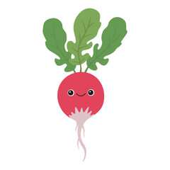 Radish with smiling face. Vector Illustration